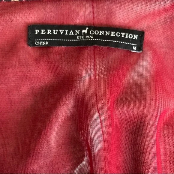 Peruvian Connection Botanical Leaf Print Faux Wrap Dress Size Medium - Picture 10 of 12